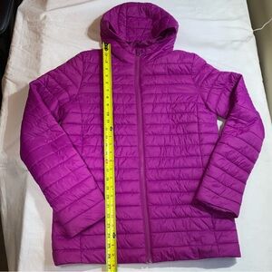 Lands' End Magenta Hooded Puffer Jacket